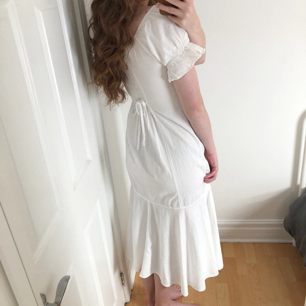 Vintage Cottagecore Puff Sleeve Lace Midi Dress M - Picture 4 of 9